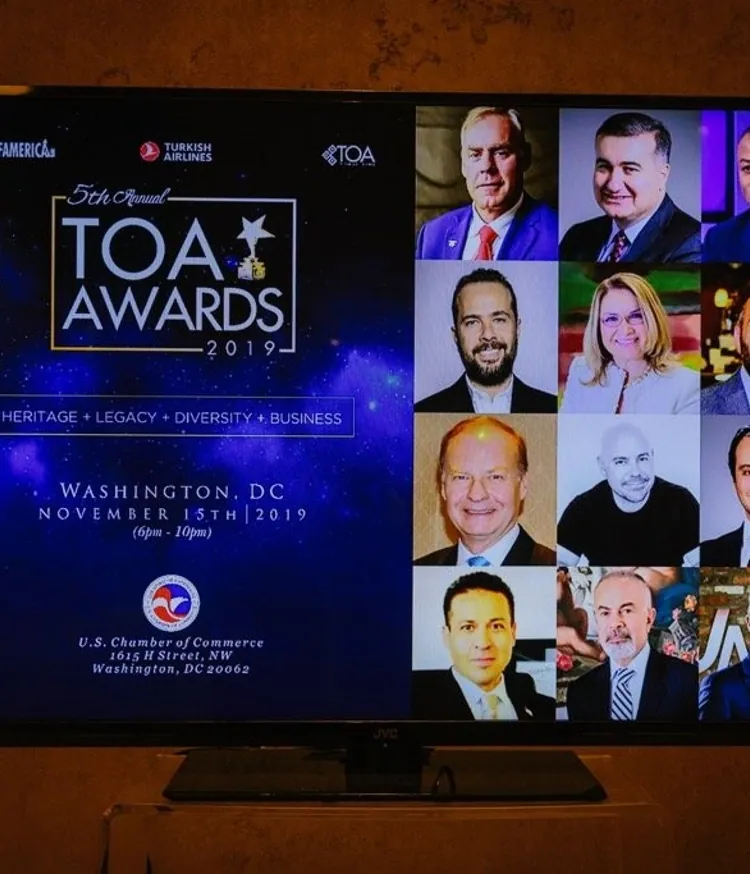 Program screen for the 2019 TOA Awards in Washington, DC